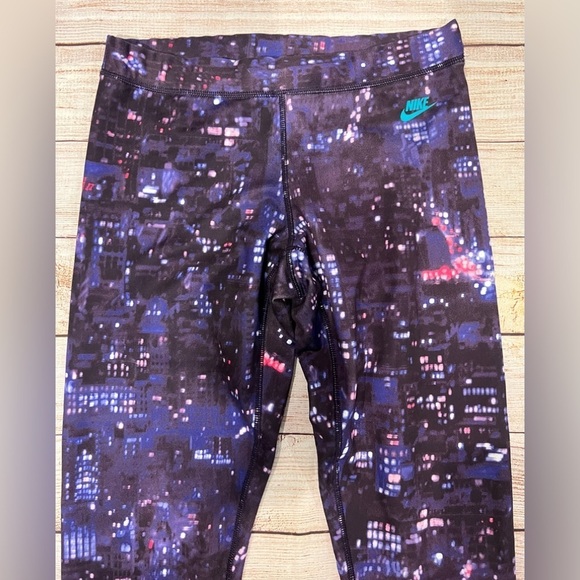 NIKE Allover Print Athletic Pants-Polyester/Spandex-Purple-small - Picture 2 of 5